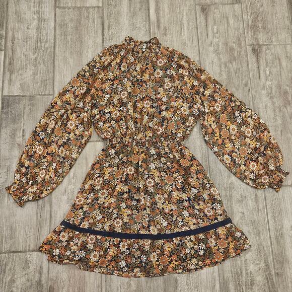 Lost + Wander Dress Womens Size XS Flower Power Mini Mock Neck Balloon Sleeve - Picture 11 of 16